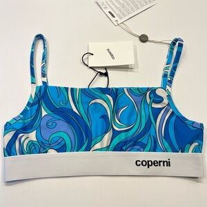 NWT Coperni bralette banded branded top in acid blue , brand NEW